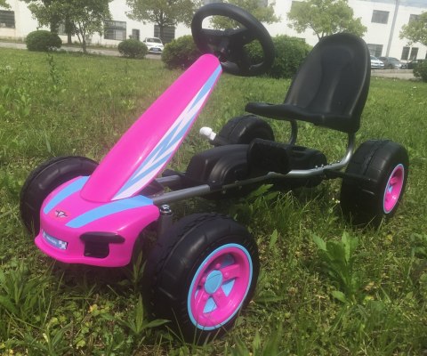 Gokart na Pedały Piankowe koła Hamulec ręczny Viper 87cm Lekki Mocny dla Dzieci PINK