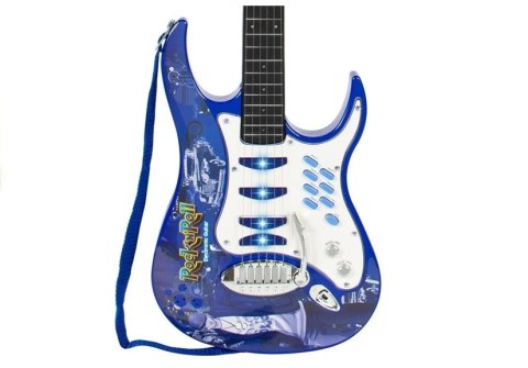 GITARA ELEKTRYCZNA STRUNY MIKROFON WZMACNIACZ NIEBIESKA