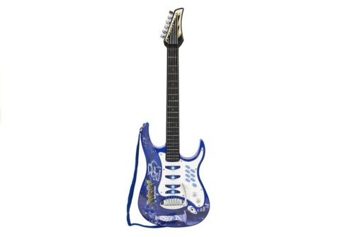 GITARA ELEKTRYCZNA STRUNY MIKROFON WZMACNIACZ NIEBIESKA