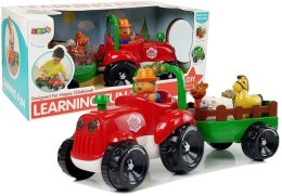 TRAKTOR Z PRZYCZEPKĄ, ZWIERZĘTAMI DLA NIEMOWLĄT NA BATERIE ŚWIATŁA DŹWIĘK