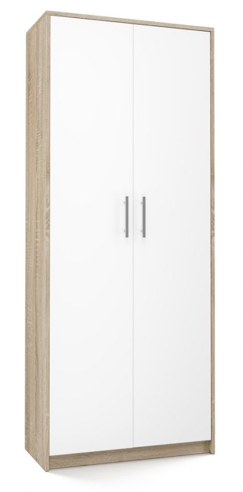 Regał Na Książki Segregatory Półka x8 Do Salonu 74 cm Sonoma Biały Lidia