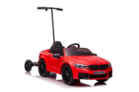 AUTO NA AKUMULATOR MP3 SKÓRA PILOT EVA BMW M5 Z PLATFORMĄ CZERWONE LAKIEROWANE