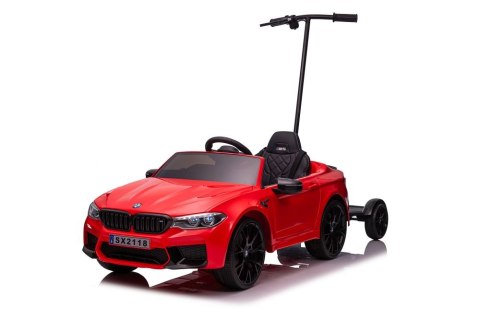 AUTO NA AKUMULATOR MP3 SKÓRA PILOT EVA BMW M5 Z PLATFORMĄ CZERWONE LAKIEROWANE