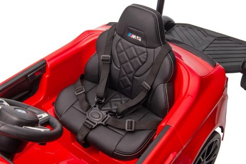 AUTO NA AKUMULATOR MP3 SKÓRA PILOT EVA BMW M5 Z PLATFORMĄ CZERWONE LAKIEROWANE