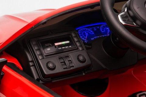 AUTO NA AKUMULATOR MP3 SKÓRA PILOT EVA BMW M5 Z PLATFORMĄ CZERWONE LAKIEROWANE