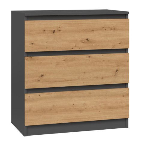 Komoda z 3 szufladami Lilia 70 cm Duża Do Salonu Pojemna Antracyt Artisan