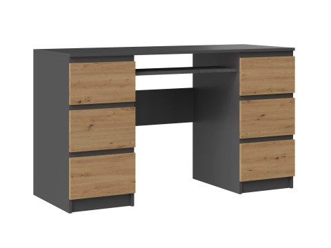 Biurko Komputerowe 130 cm z6 Szufladami Blat Szkolne Karol Antracyt artisan