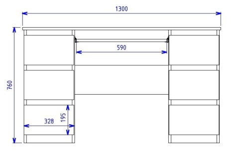 Biurko Komputerowe 130 cm z6 Szufladami Blat Szkolne Karol Antracyt artisan