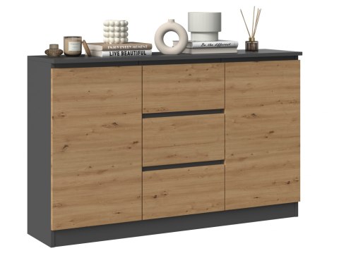 Komoda Szafka z Szufladami 120x75x40 Do Salonu Antracyt Artisan Lilia 2D3S