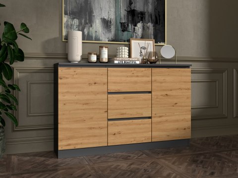 Komoda Szafka z Szufladami 120x75x40 Do Salonu Antracyt Artisan Lilia 2D3S
