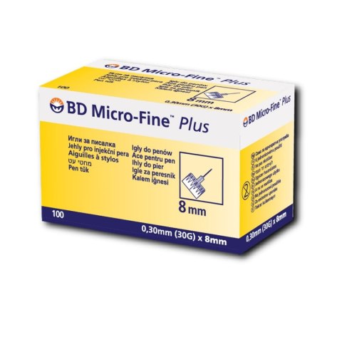 BD Micro-Fine PLUS 0,30 x 8 mm Igły do pena 100 szt.