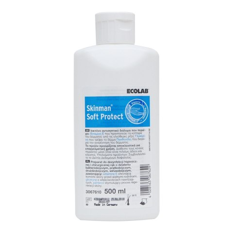 Ecolab Skinman Soft Protect 500ml wirusobójczy preparat w płynie do dezynfekcji rąk z witaminą E, gliceryną i pantenolem
