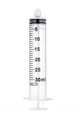 Strzykawka trzyczęściowa SOL-M 30 ml Luer Lock, skalowana co 0,01 ml Sol-Millennium op. 50 sztuk