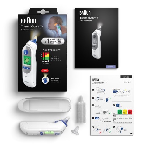 Braun IRT6525 Thermoscan 7+ z trybem nocnym Termometr do ucha