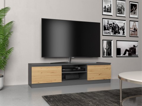 Szafka RTV Komoda Pod Telewizor Stolik Półka Antracyt Artisan Lilia 140 cm