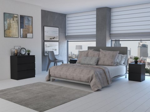 Komoda z 3 szufladami Lilia 70 cm Duża Do Salonu Pojemna Czarna Mat
