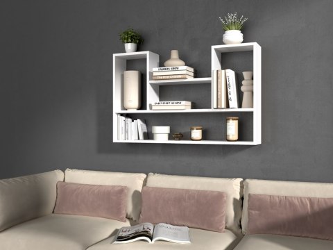 Regał Wiszący Do Salonu Na Książki Półka Ścienna Biała 100x60x16 Diego 7P