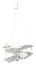 LAMPA WISZĄCA SAMOLOT DUŻY BIAŁY SZARY E27 DZIECI
