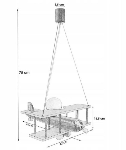 LAMPA WISZĄCA SAMOLOT NIEBIESKI E27 DLA DZIECI