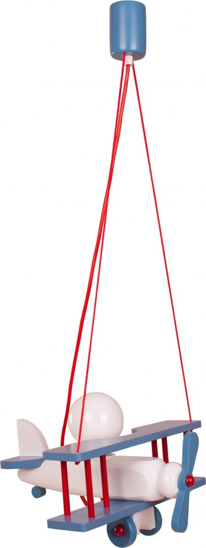 LAMPA WISZĄCA SAMOLOT BIAŁY NIEBIESKI CZERWONY E27 DLA DZIECI