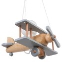 Lampa Wisząca Samolot Szary Naturalny E27 Sufitowa Drewniana dla Dziecka
