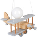 Lampa Wisząca Samolot Szary Naturalny E27 Sufitowa Drewniana dla Dziecka