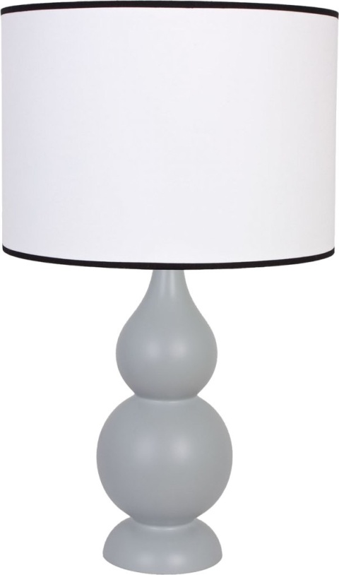 LAMPA STOŁOWA SHISHA SZARA - ABAŻUR CZARNĄ LAMÓWKĄ