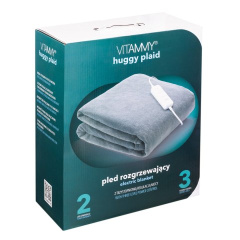 Vitammy huggy plaid 180x130cm DarkGrey Pled rozgrzewający elektryczny z pilotem