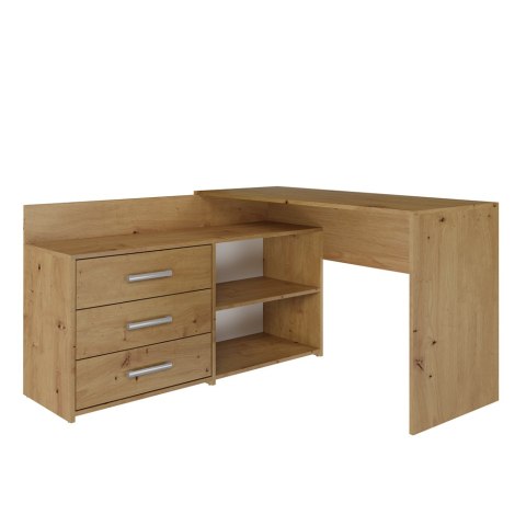 Biurko Narożne Komputerowe 120 cm 3 Szuflady Szkolne Solidne Daniel Artisan