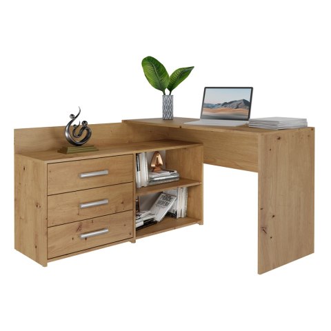 Biurko Narożne Komputerowe 120 cm 3 Szuflady Szkolne Solidne Daniel Artisan