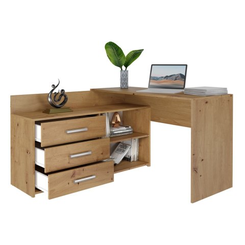 Biurko Narożne Komputerowe 120 cm 3 Szuflady Szkolne Solidne Daniel Artisan