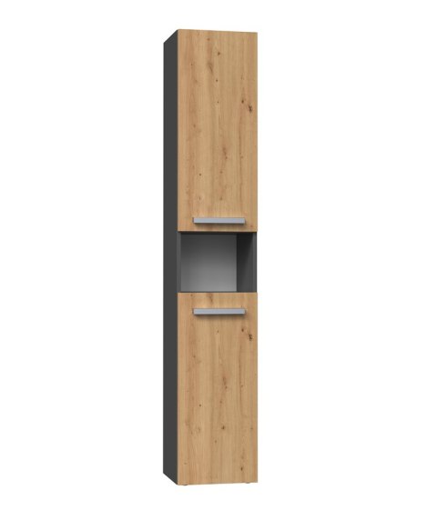 Szafka Łazienkowa Stojąca Słupek Antracyt Artisan z Koszem 31 cm Lena III