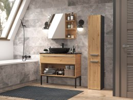 Szafka Łazienkowa Stojąca Słupek Antracyt Artisan z Koszem 31 cm Lena IV