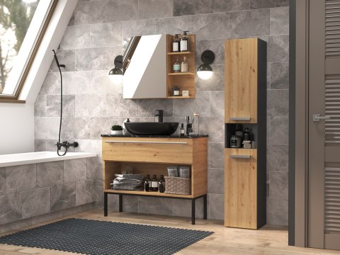 Szafka Łazienkowa Stojąca Słupek Antracyt Artisan Wąska 31 cm Lena I Regał