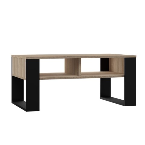 Stolik Kawowy Ława Do Salonu z Półką 90x58x50 Sonoma Czarny Montana 2BP