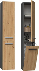 Szafka Łazienkowa Stojąca Słupek Antracyt Artisan z Koszem 31 cm Lena IV