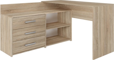 Biurko Narożne Komputerowe 120 cm 3 Szuflady Szkolne Solidne Daniel Sonoma