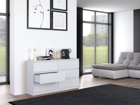 Komoda z szufladami Lilia L6 140 cm Duża Do Salonu Pojemna Biała Mat