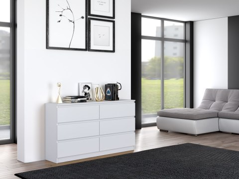 Komoda z szufladami Lilia L6 140 cm Duża Do Salonu Pojemna Biała Mat