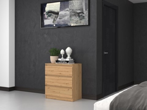 Komoda z 3 szufladami Lilia 70 cm Duża Do Salonu Pojemna Dąb Artisan
