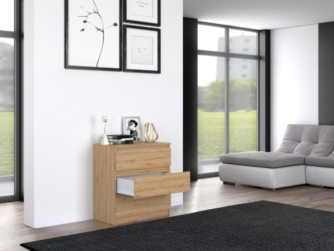Komoda z 3 szufladami Lilia 70 cm Duża Do Salonu Pojemna Dąb Artisan