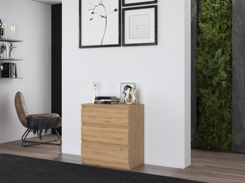 Komoda z 3 szufladami Lilia 70 cm Duża Do Salonu Pojemna Dąb Artisan