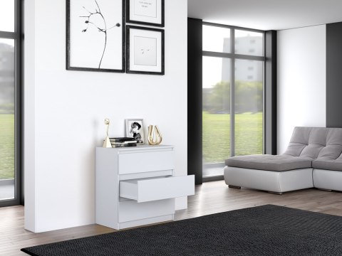 Komoda z 3 szufladami Lilia 70 cm Duża Do Salonu Pojemna Biała Mat