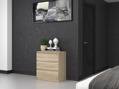Komoda z 3 szufladami Lilia 70 cm Duża Do Salonu Pojemna Dąb Sonoma