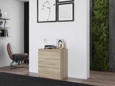 Komoda z 3 szufladami Lilia 70 cm Duża Do Salonu Pojemna Dąb Sonoma