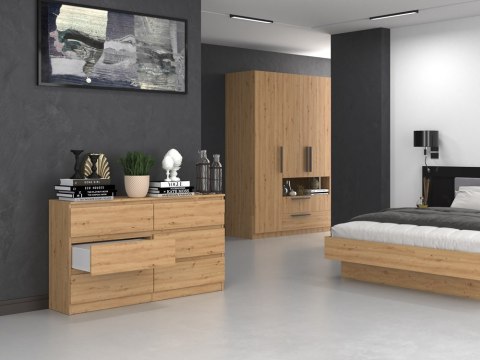 Komoda z szufladami Lilia L6 140 cm Duża Do Salonu Pojemna Dąb Artisan