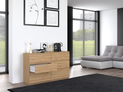 Komoda z szufladami Lilia L6 140 cm Duża Do Salonu Pojemna Dąb Artisan