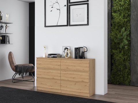 Komoda z szufladami Lilia L6 140 cm Duża Do Salonu Pojemna Dąb Artisan