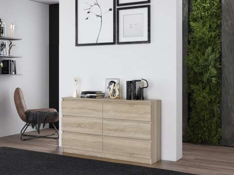 Komoda z szufladami Lilia L6 140 cm Duża Do Salonu Pojemna Dąb Sonoma