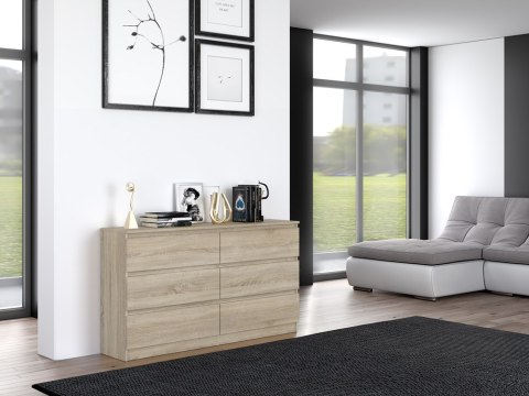 Komoda z szufladami Lilia L6 140 cm Duża Do Salonu Pojemna Dąb Sonoma